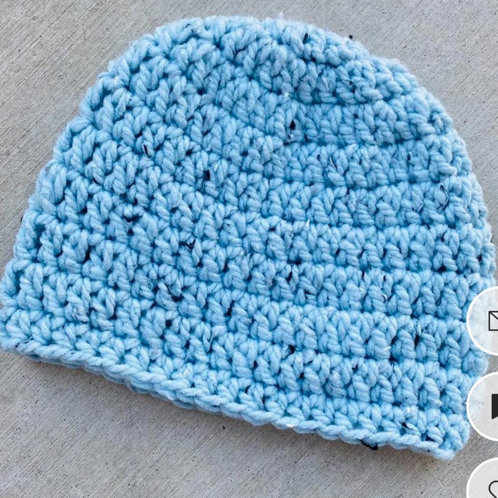 crochet baby blue beanie